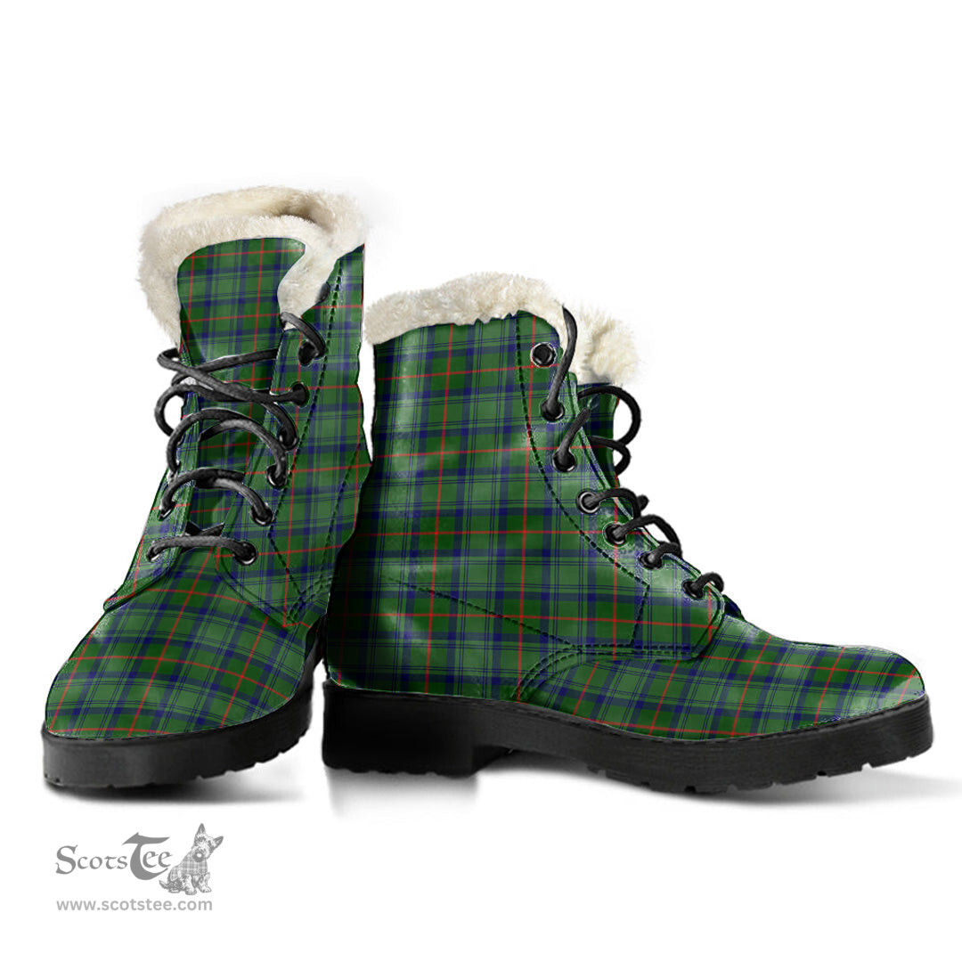 ScotsTee Shop Scottish Cranstoun Clan Faux Fur Tartan Leather Boots