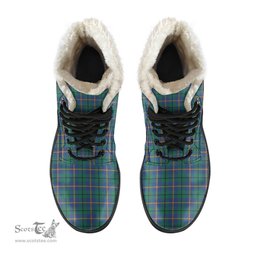 ScotsTee Shop Scottish Carmichael Ancient Clan Crest Faux Fur Tartan Leather Boots