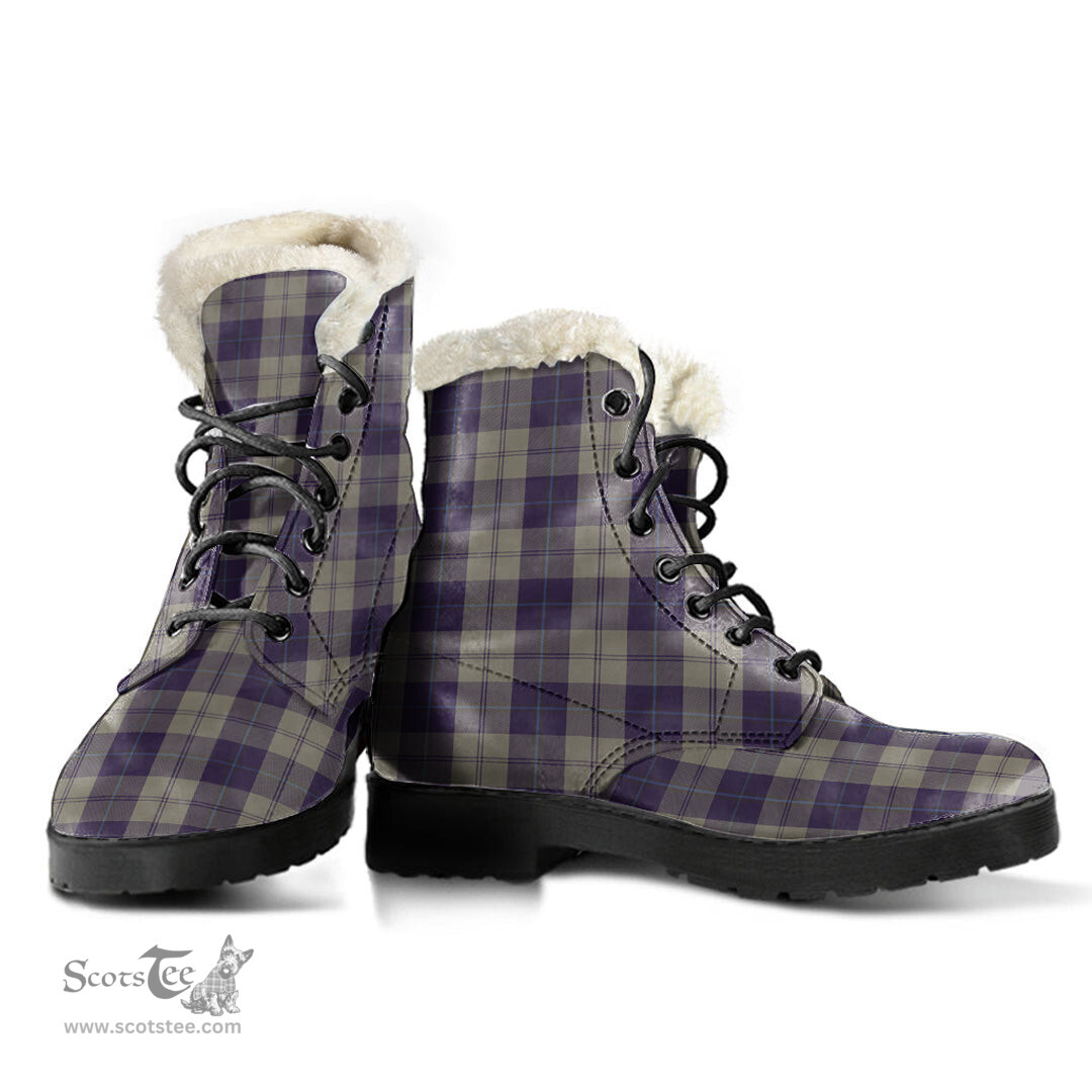 ScotsTee Shop Scottish Cunningham Dress Blue Dancers Clan Faux Fur Tartan Leather Boots