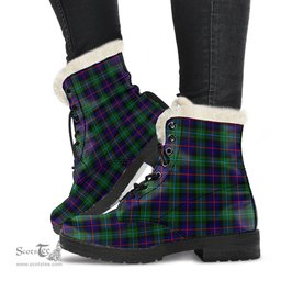 ScotsTee Shop Scottish Campof Cawdor Modern Clan Faux Fur Tartan Leather Boots