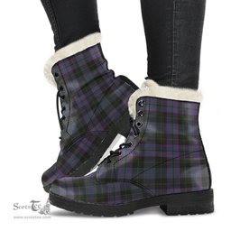 ScotsTee Shop Scottish Clergy Green Clan Faux Fur Tartan Leather Boots