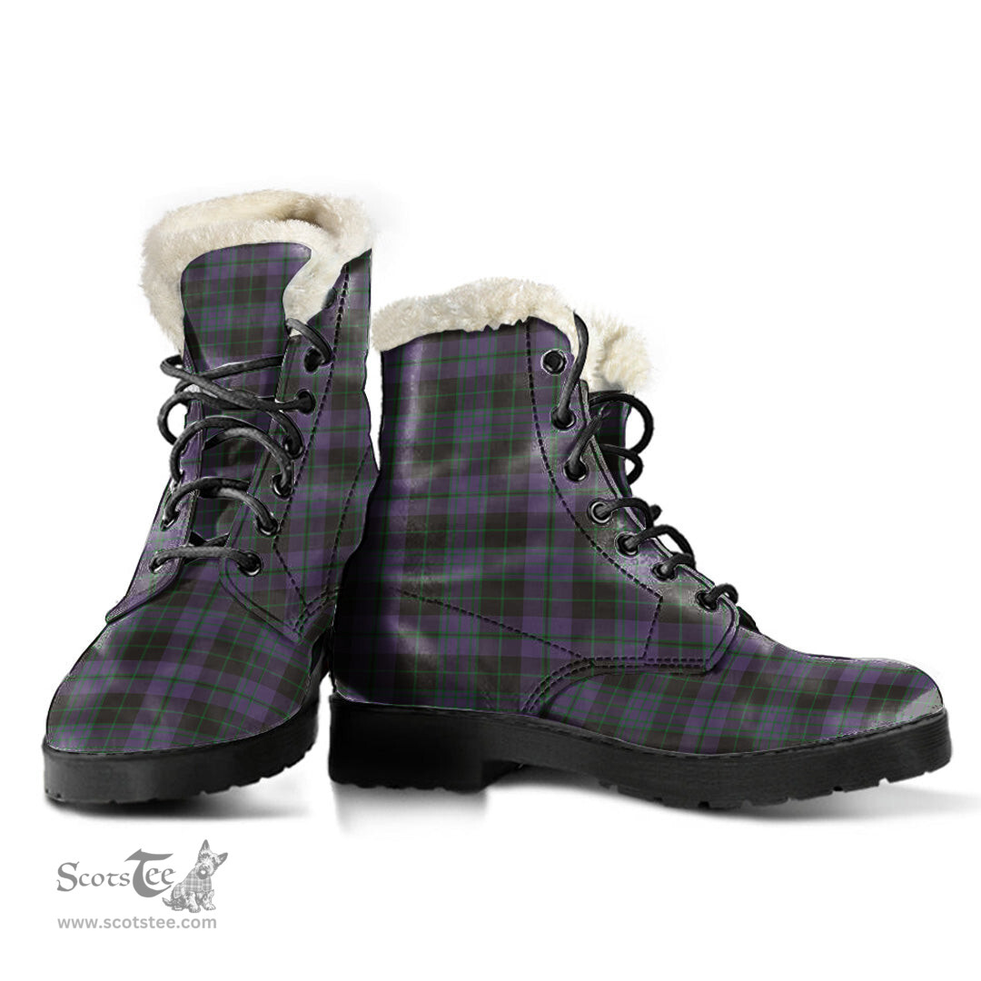 ScotsTee Shop Scottish Clergy Green Clan Faux Fur Tartan Leather Boots