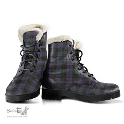 ScotsTee Shop Scottish Clergy Green Clan Faux Fur Tartan Leather Boots