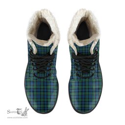 ScotsTee Shop Scottish CampAncient 02 Clan Crest Faux Fur Tartan Leather Boots