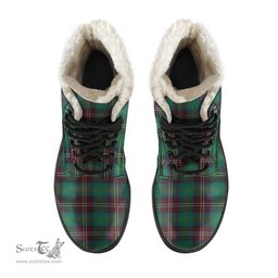 ScotsTee Shop Scottish Chisholm Hunting Ancient Clan Crest Faux Fur Tartan Leather Boots