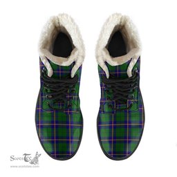 ScotsTee Shop Scottish Carmichael Modern Clan Faux Fur Tartan Leather Boots