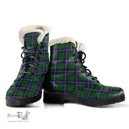 ScotsTee Shop Scottish Carmichael Modern Clan Faux Fur Tartan Leather Boots