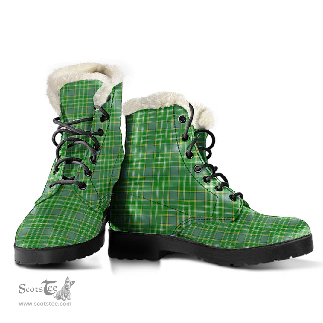 ScotsTee Shop Scottish Currie Clan Faux Fur Tartan Leather Boots