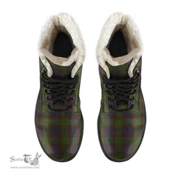 ScotsTee Shop Scottish Cunningham Hunting Modern Clan Crest Faux Fur Tartan Leather Boots