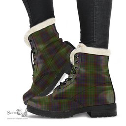 ScotsTee Shop Scottish Cunningham Hunting Modern Clan Faux Fur Tartan Leather Boots