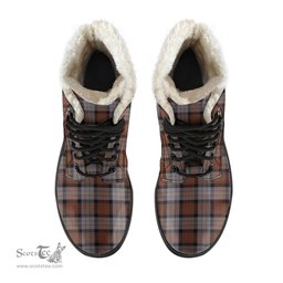 ScotsTee Shop Scottish Cameron of Erracht Weathered Clan Crest Faux Fur Tartan Leather Boots
