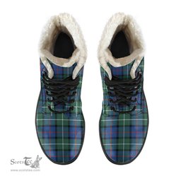 ScotsTee Shop Scottish Davidson of Tulloch Clan Crest Faux Fur Tartan Leather Boots