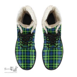 ScotsTee Shop Scottish Campof Breadalbane Ancient Clan Crest Faux Fur Tartan Leather Boots