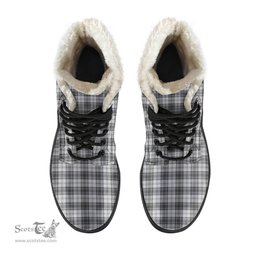 ScotsTee Shop Scottish Douglas Grey Modern Clan Crest Faux Fur Tartan Leather Boots