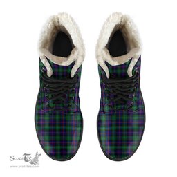 ScotsTee Shop Scottish Campof Cawdor Modern Clan Crest Faux Fur Tartan Leather Boots