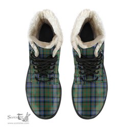 ScotsTee Shop Scottish Cochrane Ancient Clan Crest Faux Fur Tartan Leather Boots