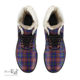ScotsTee Shop Scottish Chisholm Hunting Modern Clan Crest Faux Fur Tartan Leather Boots