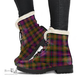 ScotsTee Shop Scottish Carnegie Modern Clan Faux Fur Tartan Leather Boots