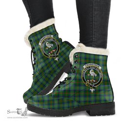 ScotsTee Shop Scottish Cranstoun Clan Crest Faux Fur Tartan Leather Boots