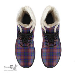 ScotsTee Shop Scottish Chisholm Hunting Modern Clan Faux Fur Tartan Leather Boots