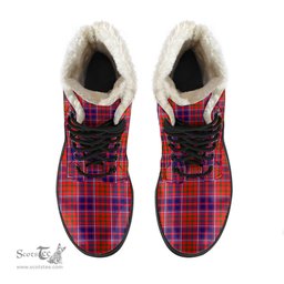ScotsTee Shop Scottish Cameron of Lochiel Modern Clan Faux Fur Tartan Leather Boots