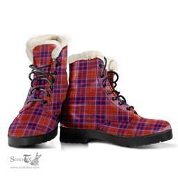 ScotsTee Shop Scottish Cameron of Lochiel Modern Clan Faux Fur Tartan Leather Boots