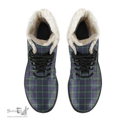 ScotsTee Shop Scottish CampArgyll Modern Clan Crest Faux Fur Tartan Leather Boots