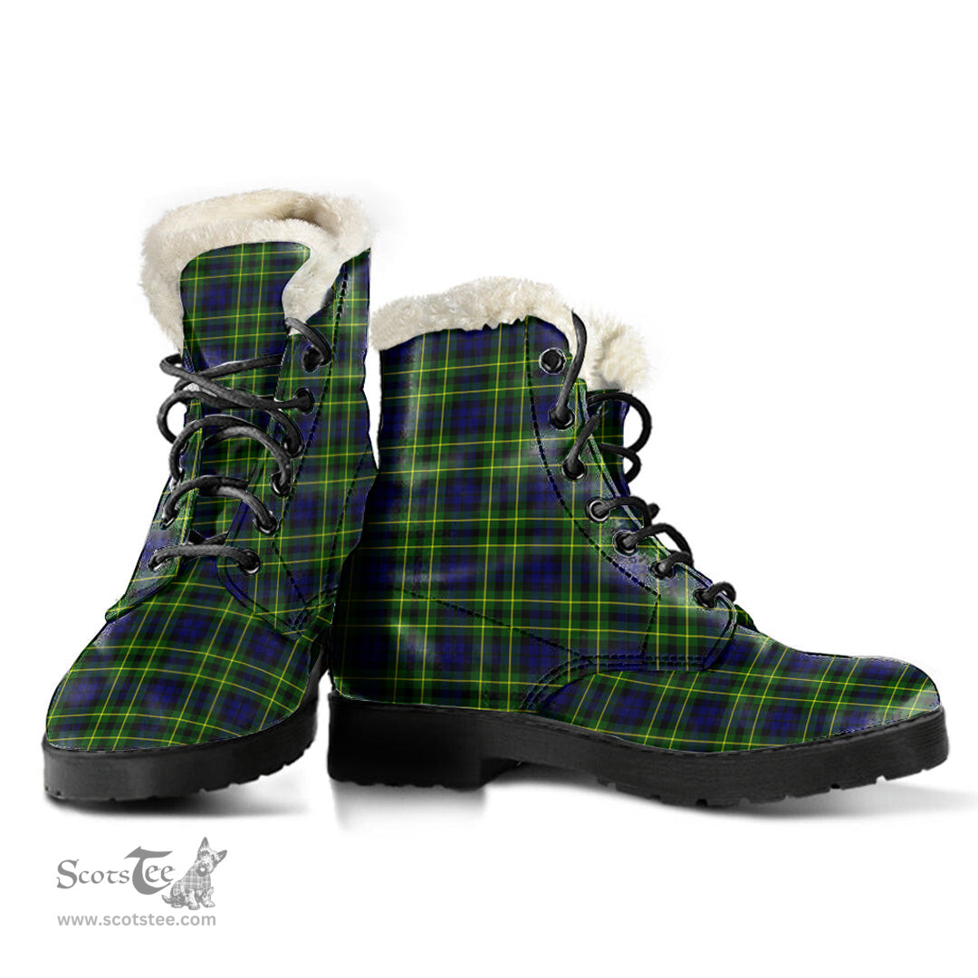 ScotsTee Shop Scottish Campof Breadalbane Modern Clan Faux Fur Tartan Leather Boots