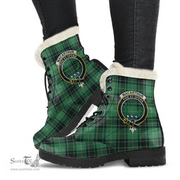 ScotsTee Shop Scottish MacArthur Ancient Clan Crest Faux Fur Tartan Leather Boots