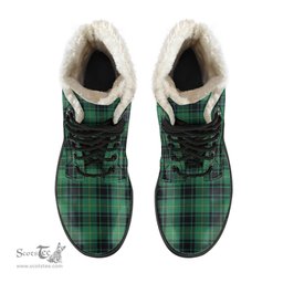 ScotsTee Shop Scottish MacArthur Ancient Clan Crest Faux Fur Tartan Leather Boots