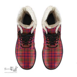 ScotsTee Shop Scottish Lumsden Modern Clan Faux Fur Tartan Leather Boots