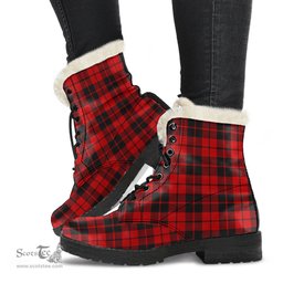 ScotsTee Shop Scottish Ettrick District Clan Faux Fur Tartan Leather Boots