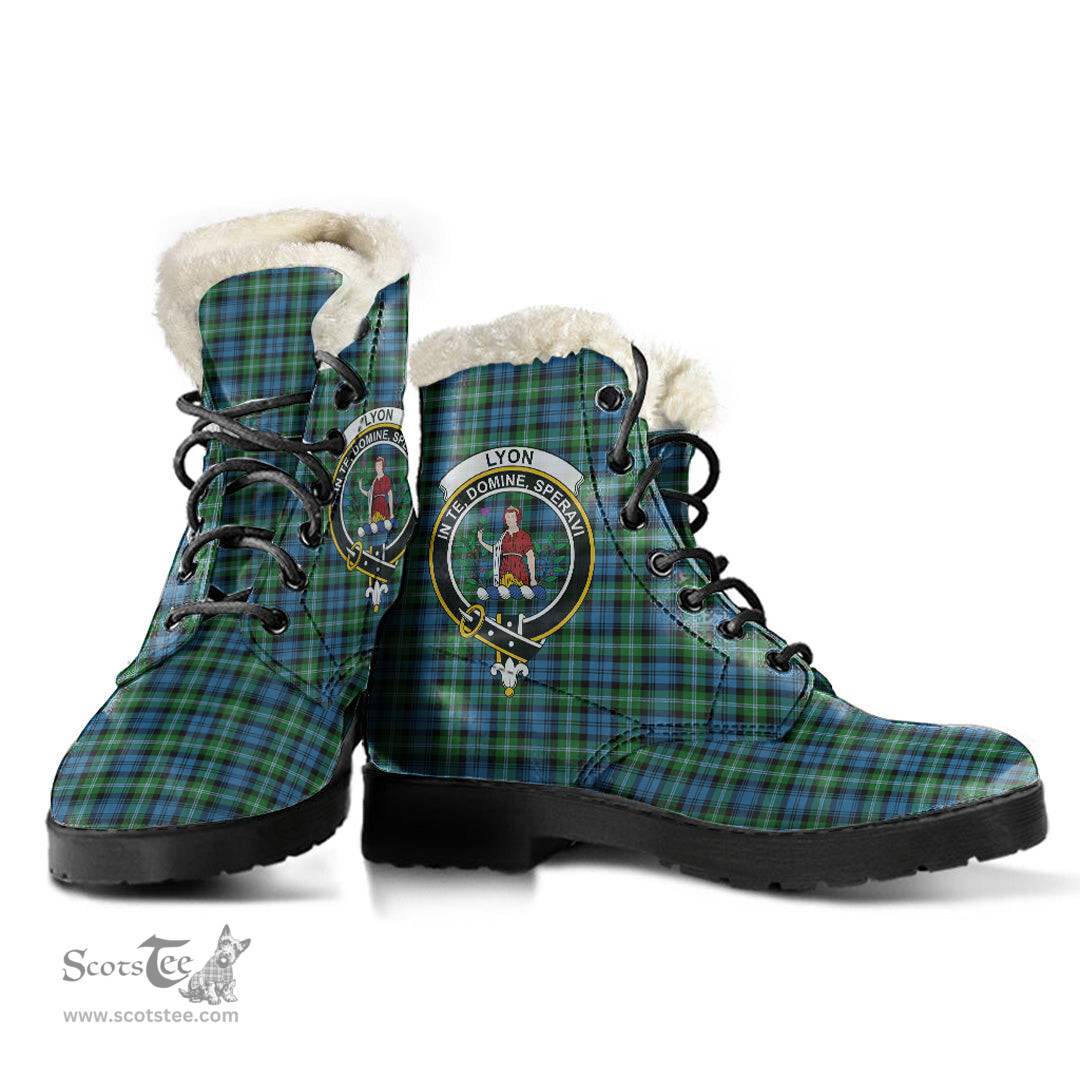 ScotsTee Shop Scottish Lyon Clan Clan Crest Faux Fur Tartan Leather Boots