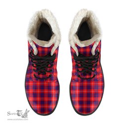 ScotsTee Shop Scottish Hamilton Modern Clan Crest Faux Fur Tartan Leather Boots