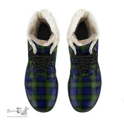 ScotsTee Shop Scottish Gunn Modern Clan Faux Fur Tartan Leather Boots