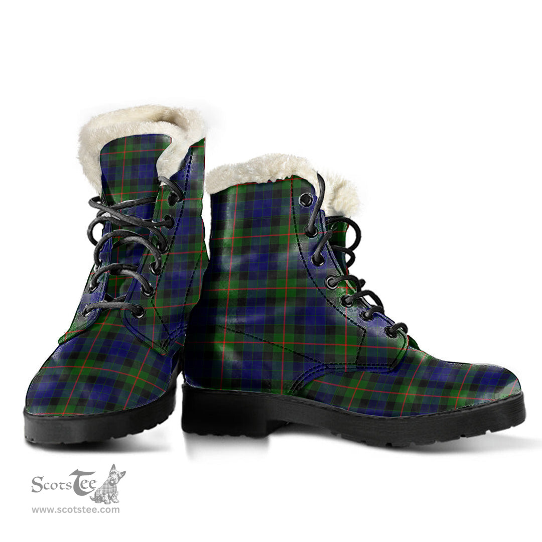 ScotsTee Shop Scottish Gunn Modern Clan Faux Fur Tartan Leather Boots