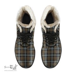 ScotsTee Shop Scottish Graham of Menteith Weathered Clan Crest Faux Fur Tartan Leather Boots