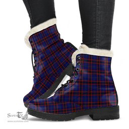 ScotsTee Shop Scottish Home Modern Clan Faux Fur Tartan Leather Boots