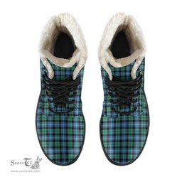 ScotsTee Shop Scottish Galbraith Ancient Clan Crest Faux Fur Tartan Leather Boots