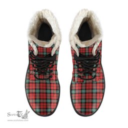ScotsTee Shop Scottish Kerr Ancient Clan Crest Faux Fur Tartan Leather Boots