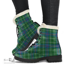 ScotsTee Shop Scottish Duncan Ancient Clan Faux Fur Tartan Leather Boots