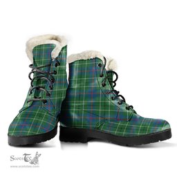 ScotsTee Shop Scottish Duncan Ancient Clan Faux Fur Tartan Leather Boots