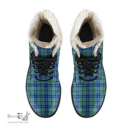 ScotsTee Shop Scottish Falconer Clan Faux Fur Tartan Leather Boots