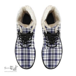 ScotsTee Shop Scottish Hannay Modern Clan Crest Faux Fur Tartan Leather Boots