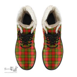 ScotsTee Shop Scottish Leask Clan Crest Faux Fur Tartan Leather Boots