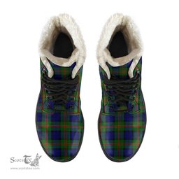 ScotsTee Shop Scottish Dundas Modern 02 Clan Faux Fur Tartan Leather Boots