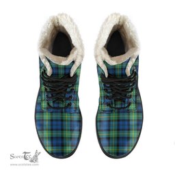 ScotsTee Shop Scottish Gordon Ancient Clan Faux Fur Tartan Leather Boots
