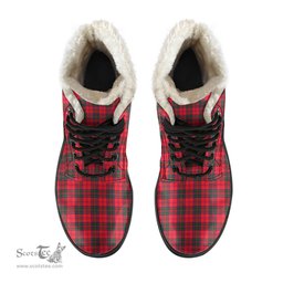 ScotsTee Shop Scottish Drummond Modern Clan Crest Faux Fur Tartan Leather Boots