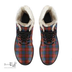 ScotsTee Shop Scottish Fraser Ancient Clan Faux Fur Tartan Leather Boots