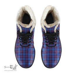 ScotsTee Shop Scottish Elliot Modern Clan Crest Faux Fur Tartan Leather Boots